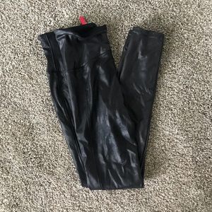 Faux leather spanx leggings